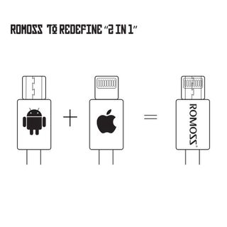 Cáp sạc Romoss Rolink hybird 2 trong 1 cho iphone và android dài 12m