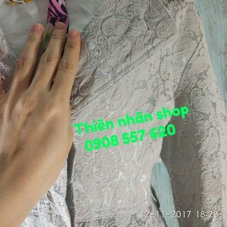 áo khoác dạ dài hoa văn