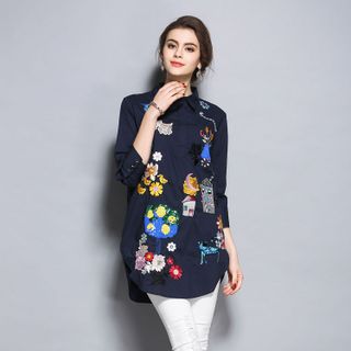 ÁO SƠ MI HỌA TIẾT VẠT BẦU 160039