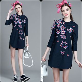 ÁO SƠ MI FORM DÀI HỌA TIẾT BƯỚM 160042