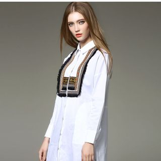 ÁO SƠ MI FORM DÀI HỌA TIẾT THỔ CẨM 160043