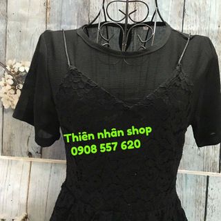 đầm yếm ren cổ phối lưới