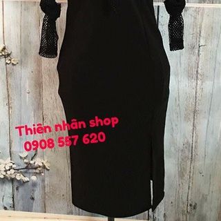 đầm dài phối lưới dài tay