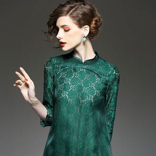 ĐẦM VOAN PHỐI REN 160145 - KÈM ĐẦM LÓT
