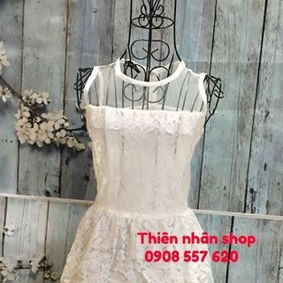 đầm ren cổ phối lưới