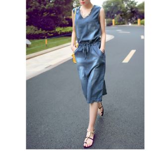ĐẦM JEANS FORM DÀI RÚT DÂY 160290