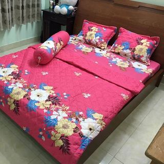 Sỉ sét com chăn ga coottong Polly 5 món - chần bông