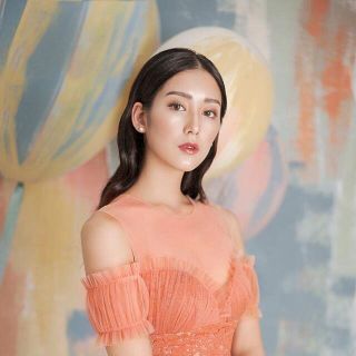 Đầm body ren cam phối lưới 2286