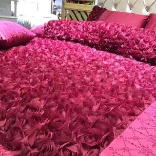 SET chăn ga gối lụa triệu đóa hồng 6 món