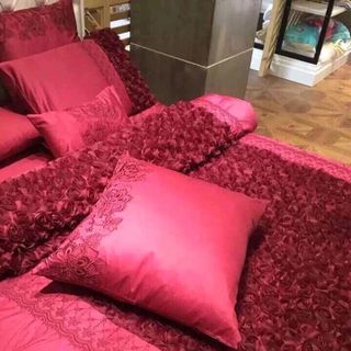 SET chăn ga gối lụa triệu đóa hồng 6 món