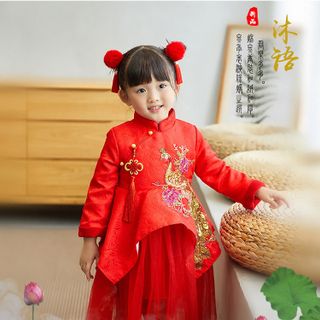 HÀNG ORDER Đầm sườn xám cách tân cho bé gái D093