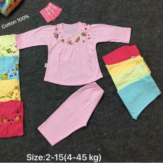 bộ cotton dài cho bé gái cực xinh yêu