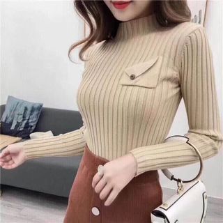 áo len gân cổ đứng