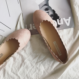 Giày búp bê răng cưa da lộn tiểu thư