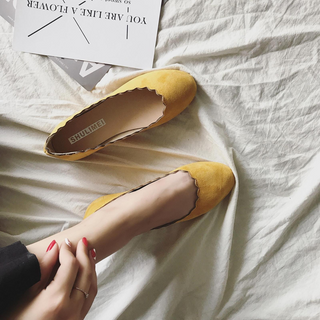 Giày búp bê răng cưa da lộn tiểu thư