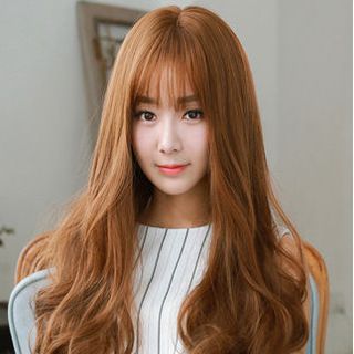 Bộ Tóc Xoăn Lọn Mái Thưa Nâu Vàng MHS33