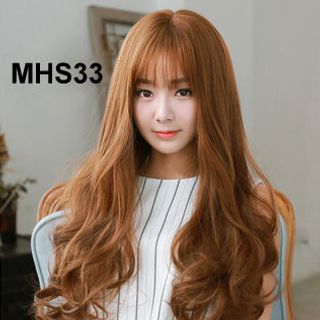 Bộ Tóc Xoăn Lọn Mái Thưa Nâu Vàng MHS33