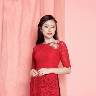 Áo Dài Ren Cách Tân Kết Hoa ko kèm quần - Mã SP D976 - HK001