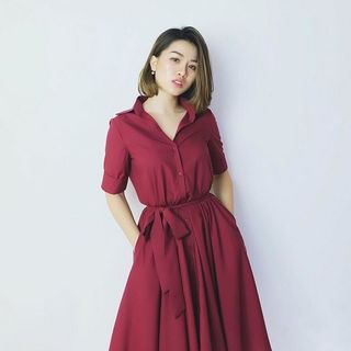 Đầm Xòe Cổ Sơ Mi Có Túi Kèm Thắt Lưng - HK097