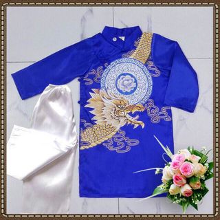 Bộ Áo dài cách tân in hình trống rồng cho bé trai
