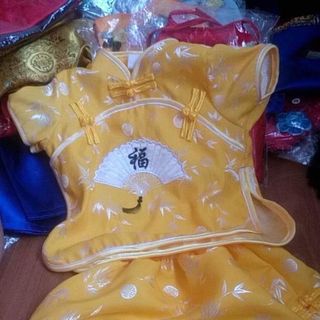 Mẫu váy cách tân trung hoa cánh quạt 3 màu như hình