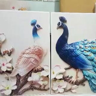 tranh nghệ thuật chim công kthuoc 60x60x3 giá 790k