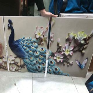 tranh nghệ thuật chim công kthuoc 60x60x3 giá 790k