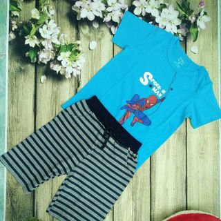 Đồ Bộ Thun Quần Da Cá Lưng Bo Sọc In Siêu Nhân SPIDERMEN Ri 8Size 2-9T giá sỉ