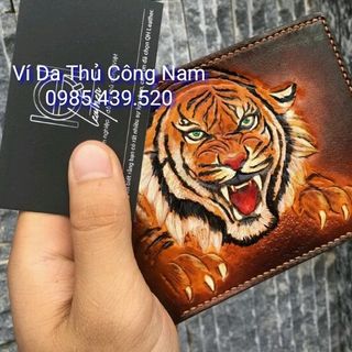 Ví da thủ công nam dòng ví chạm