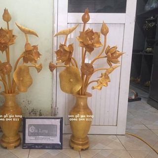 Lọ hoa sen gỗ mít