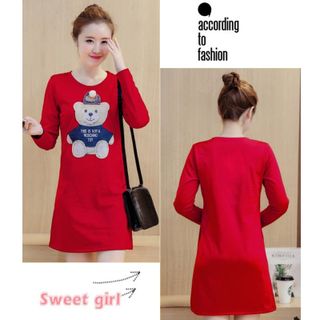 Đầm Đen tay dài gấu bông xù Boom
