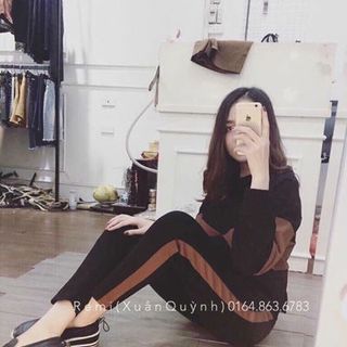 bộ nỉ da cá phối nâu