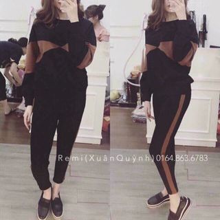bộ nỉ da cá phối nâu