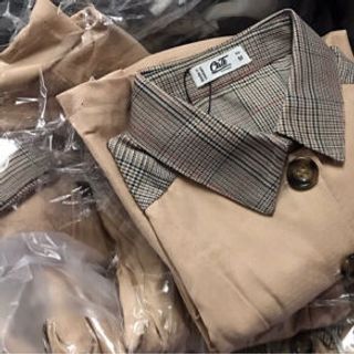 Đầm dạ phối kẻ cổ đức kèm belt