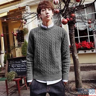 Áo len vặn thừng nam cổ tròn