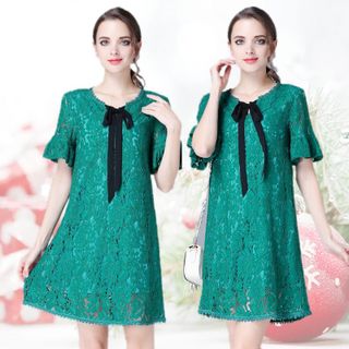 Đầm ren London tay loe cột nơ đủ size