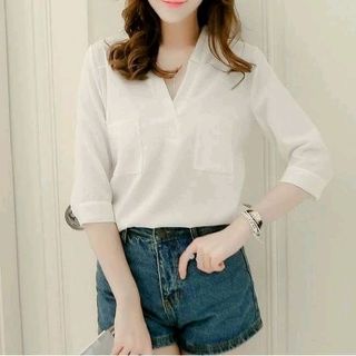 ÁO TAY LỬNG CỔ V 2 TÚI