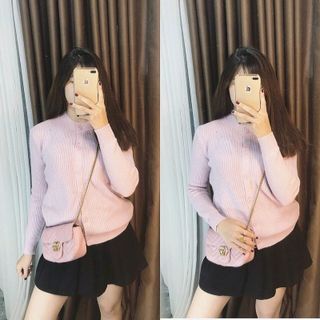 Áo len cổ tròn và cổ tim croptop