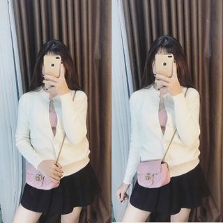 Áo len cổ tròn và cổ tim croptop