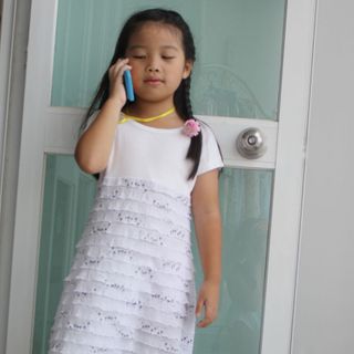 Đầm thun tầng đáng yêu cho bé