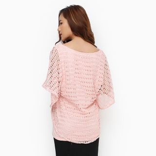 Áo kiểu thời trang big size cổ tim phối lưới màu hồng