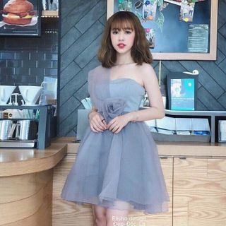 ĐẦM XÒE CÚP NƠ EO THIẾT KẾ LẠI CỰC XINH ĐÍNH HOA I HÌNH