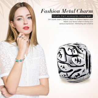 5324 Hạt charm bạc khắc hoa văn phong cách cổ điển