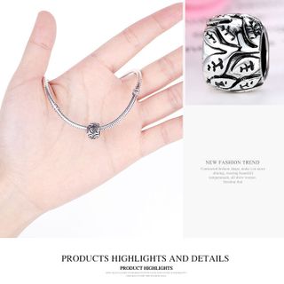 5324 Hạt charm bạc khắc hoa văn phong cách cổ điển