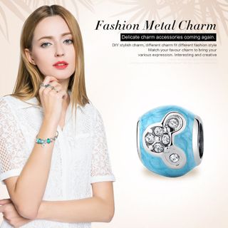 5326 Hạt charm mạ bạc chạm khắc nhân vật hoạt hình đính đá sơn màu ngọt ngào giá sỉ