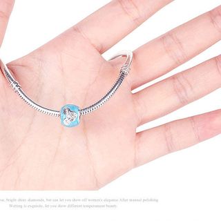 5326 Hạt charm mạ bạc chạm khắc nhân vật hoạt hình đính đá sơn màu ngọt ngào