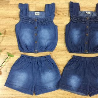 F0517 Bộ jeans lửng nhúng bèo sát nách