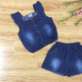 F0517 Bộ jeans lửng nhúng bèo sát nách
