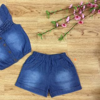 F0517 Bộ jeans lửng nhúng bèo sát nách