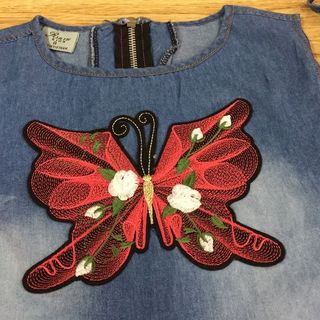 F0518 Đầm jeans rớt vai thuê bướm size đại